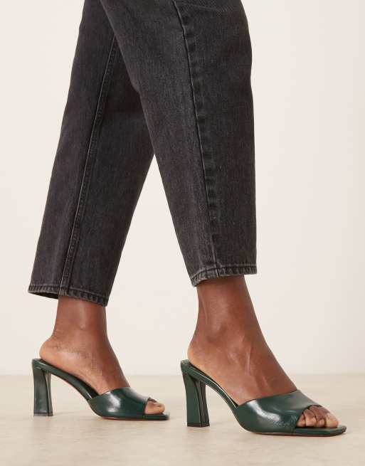 ASOS DESIGN – Harp – Ciemnozielone klapki na średnim obcasie, 4 z 4