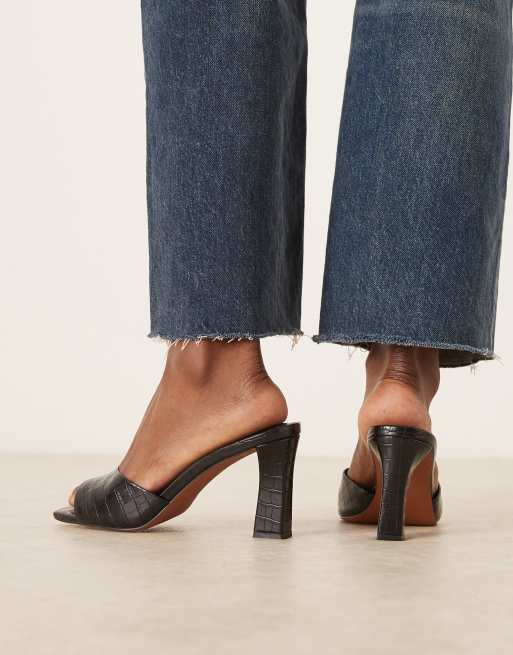 ASOS DESIGN - Harp - Sorte mules med mellemhøj hæl, 3 af 4