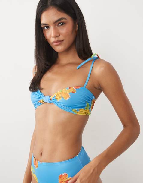 ASOS DESIGN - Harper - Haut de bikini court noué devant à imprimé fleuri pop - view 1