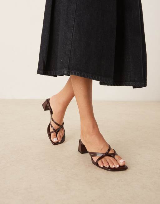 ASOS DESIGN - Harper - Mules à brides et talon carré mi-haut - Cerise foncé, 3 de 4