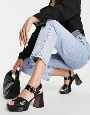 Chaussures Harrie - Sandales à semelle plateforme - Noir Croco