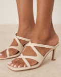 [ASOS DESIGN] ASOS DESIGN Harriet mid heeled mules in off white 36 Bone