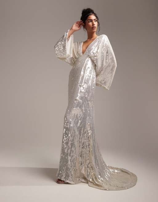 Love Lasts Forever White Sequin Long Sleeve Maxi Dress