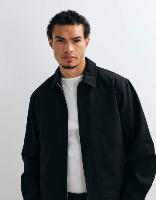 ASOS DESIGN Harrington denim look zip through smart co-ord jacket in black, 5 of 5