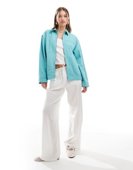 ASOS DESIGN – Harrington-Hemdjacke aus Twill in Blau, 3 von 4