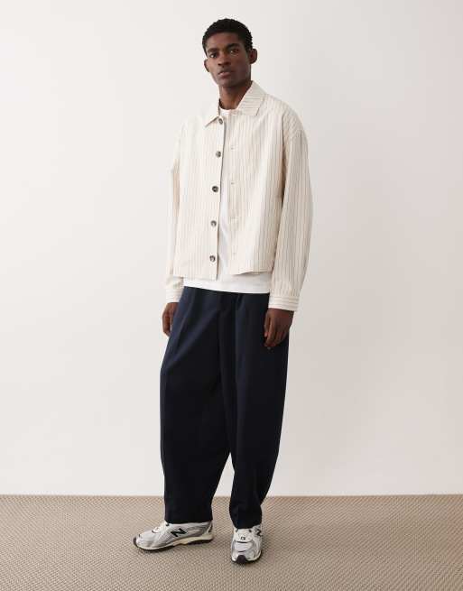 ASOS DESIGN - Harrington jack met krijtstreep in stone, 3 van 6
