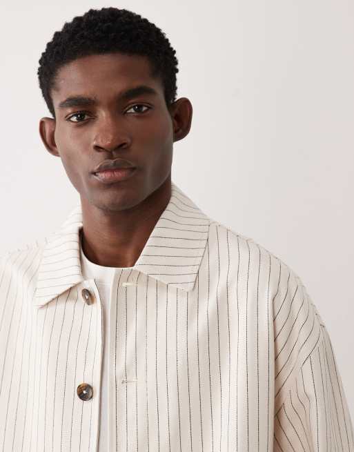 ASOS DESIGN - Harrington jack met krijtstreep in stone, 5 van 6