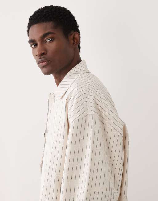 ASOS DESIGN - Harrington jack met krijtstreep in stone, 6 van 6