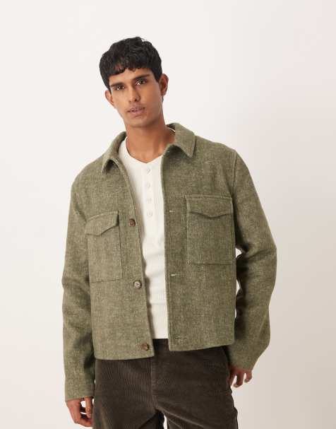 ASOS DESIGN - Harrington jack met opgestikte zakken in groen - view 1