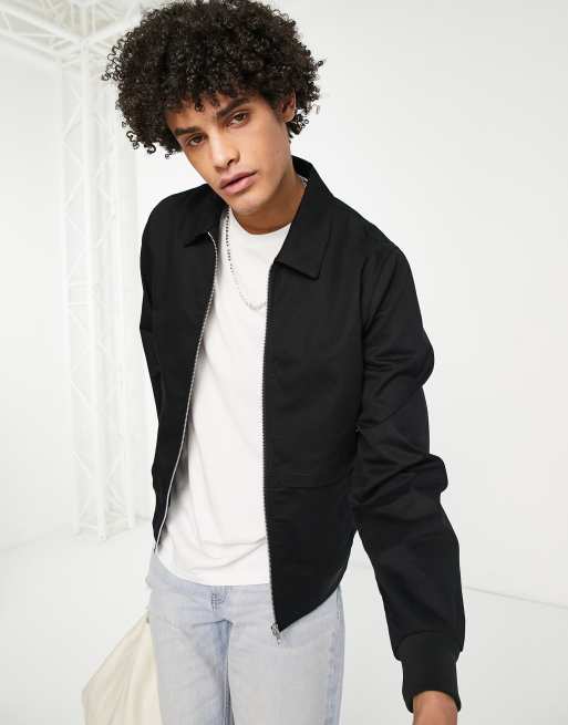 ASOS DESIGN - Harrington jack met stormboorden in zwart