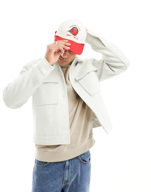 ASOS DESIGN - Harrington jack met wollook in beige