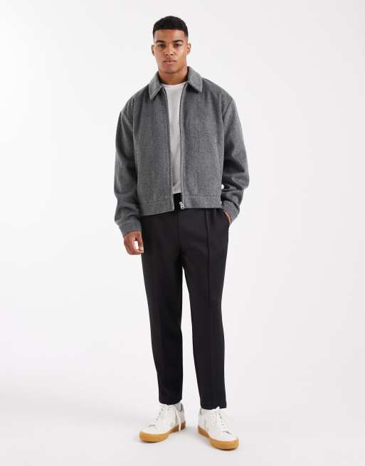 ASOS DESIGN - Harrington jack met zout- en peper wollook in grijs, 2 van 5