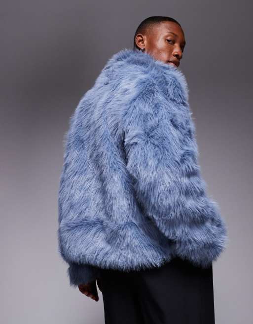 ASOS DESIGN - Harrington jack van imitatiebont in blauw, 4 van 4
