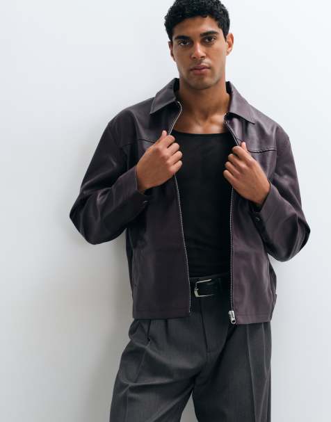 ASOS DESIGN - Harrington jack van imitatieleer in bordeauxrood - view 1