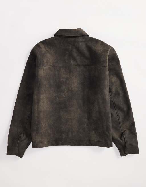 ASOS DESIGN - Harrington jack van imitatieleer in zwart met wassing, 4 van 4