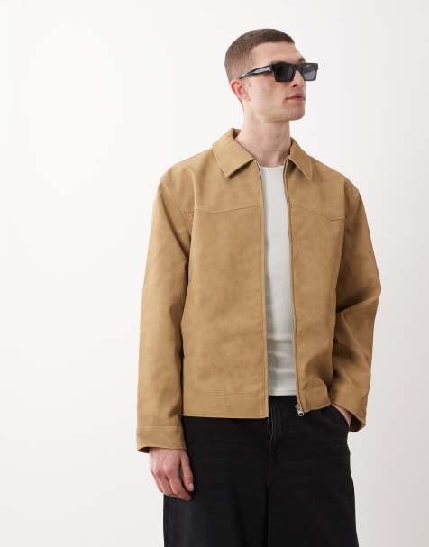 ASOS DESIGN - Harrington jack van imitatiesuède in donker stone - view 1