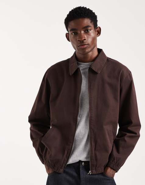 ASOS Design – Harrington-Jacke aus Baumwolle in Braun - view 1