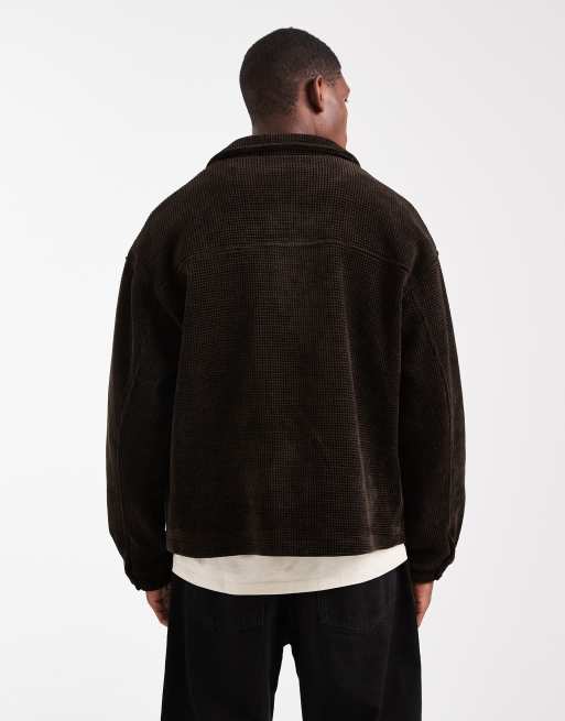 ASOS DESIGN – Harrington-Jacke aus Cord in Braun mit Waffelstruktur, 3 von 5