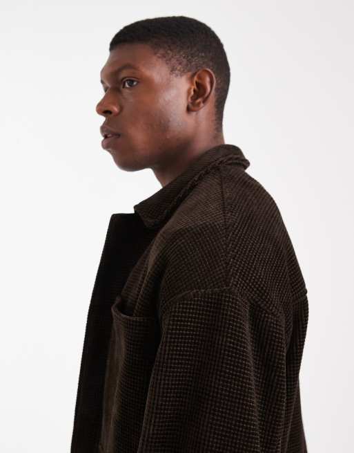 ASOS DESIGN – Harrington-Jacke aus Cord in Braun mit Waffelstruktur, 4 von 5