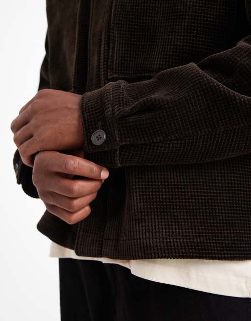 ASOS DESIGN – Harrington-Jacke aus Cord in Braun mit Waffelstruktur, 5 von 5
