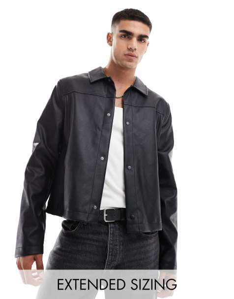 ASOS DESIGN – Harrington-Jacke aus Kunstleder in Schwarz - view 1