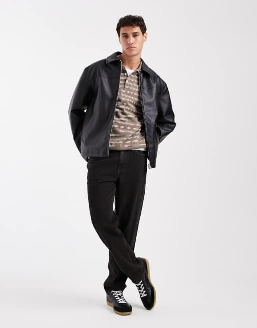 ASOS DESIGN – Harrington-Jacke aus Kunstleder in Schwarz, 2 von 5