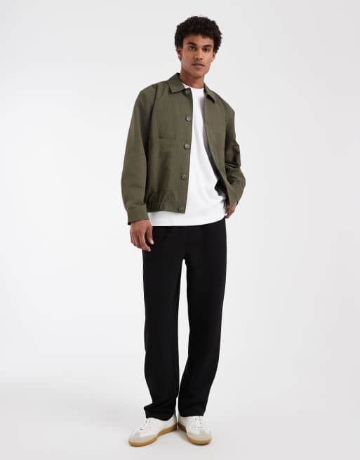 ASOS DESIGN – Harrington-Jacke aus strukturiertem Stoff in Grün, 3 von 5