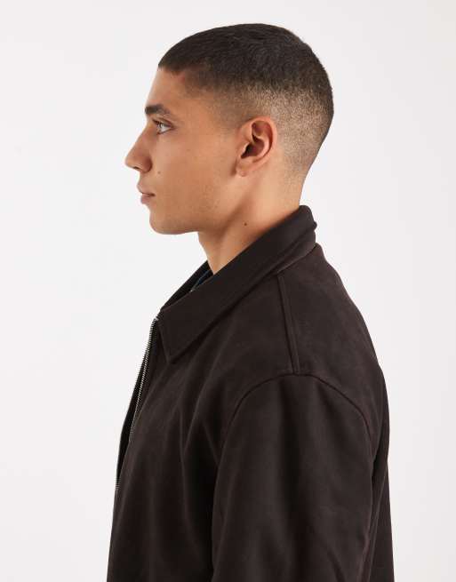 ASOS DESIGN – Harrington-Jacke in Braun aus Wildlederimitat, 4 von 5