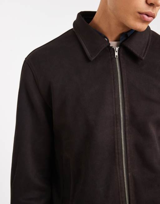 ASOS DESIGN – Harrington-Jacke in Braun aus Wildlederimitat, 5 von 5