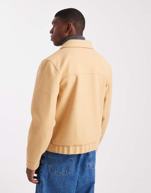 ASOS DESIGN – Harrington-Jacke in camelfarbener Wolloptik mit gefalteten Taschen, 3 von 5