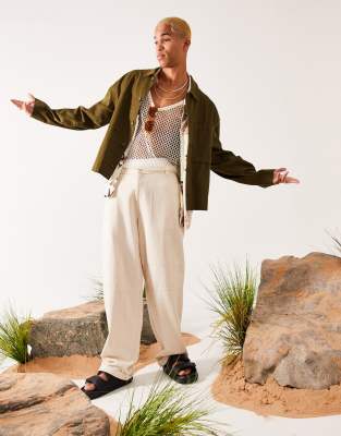 ASOS DESIGN – Harrington-Jacke in Oversize-Passform in Grün