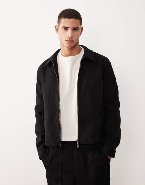ASOS DESIGN – Harrington-Jacke in schwarzer Wolloptik - view 1