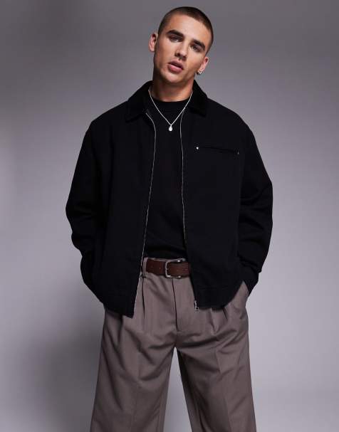ASOS DESIGN – Harrington-Jacke in verwaschenem Schwarz mit Oversize-Schnitt - view 1