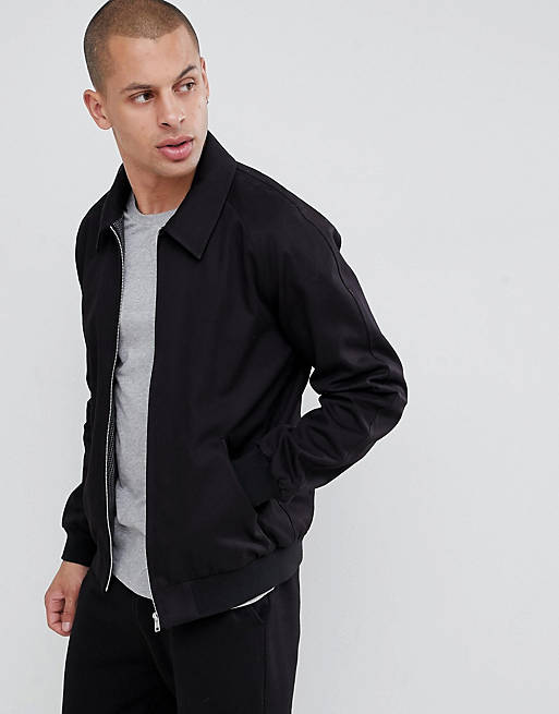 ASOS DESIGN harrington jacket in black