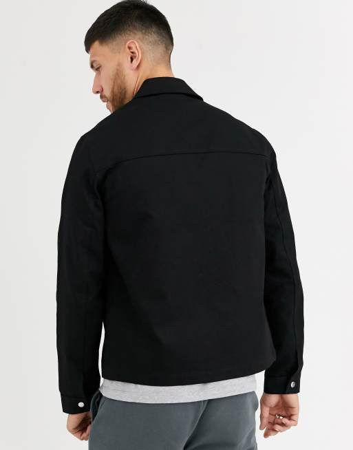 ASOS DESIGN harrington jacket with funnel neck in black