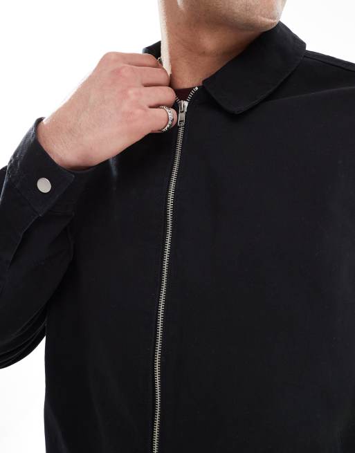 ASOS DESIGN harrington jacket in black