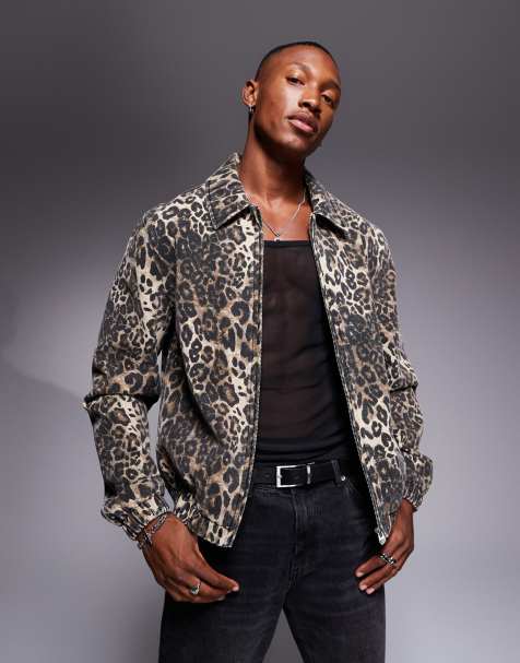 ASOS DESIGN harrington jacket in brown leopard print - view 1