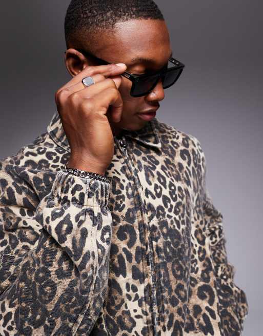 ASOS DESIGN harrington jacket in brown leopard print ASOS