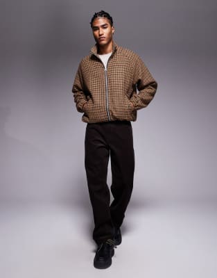 Asos Design Harrington Jacket In Brown