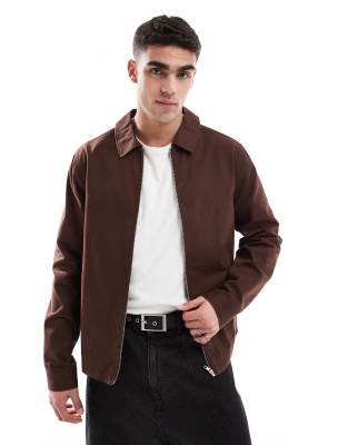 Asos Design Harrington Jacket In Brown