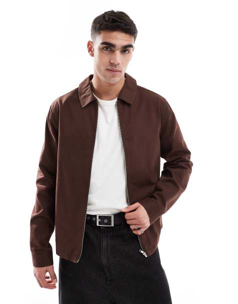 ASOS DESIGN Harrington jacket in brown - view 1