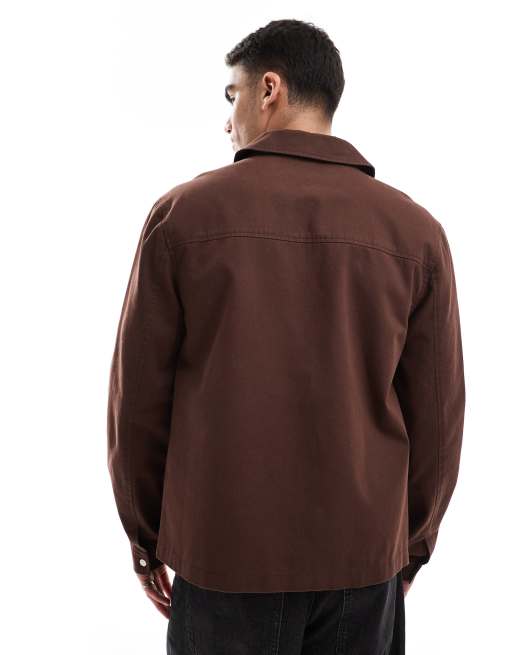 ASOS DESIGN harrington jacket in brown