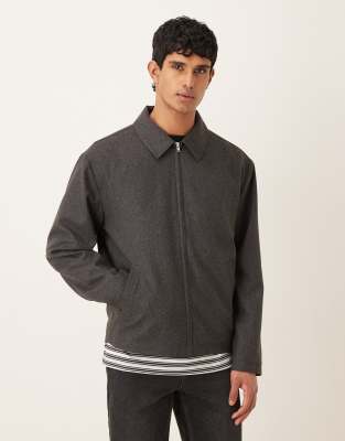 Asos Design Harrington Jacket In Gray