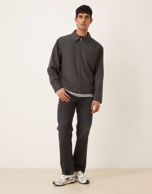 Asos Design Harrington Jacket In Gray