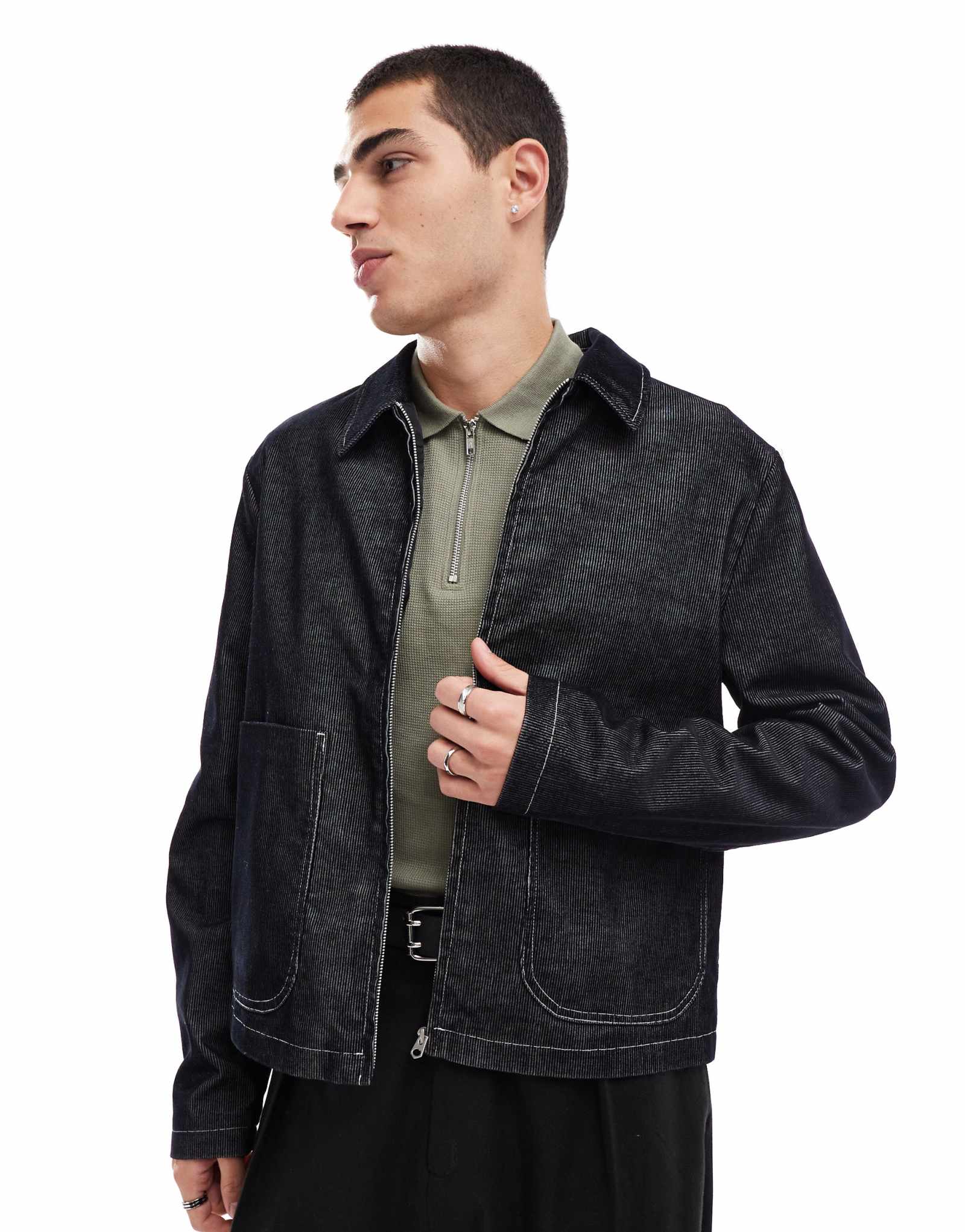 ДИЗАЙНЕРСКАЯ куртка harrington от ASOS из шнура с контрастной строчкой