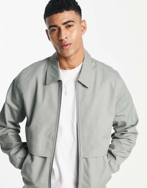 ASOS DESIGN harrington jacket in gray