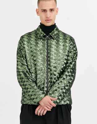 asos green sequin suit