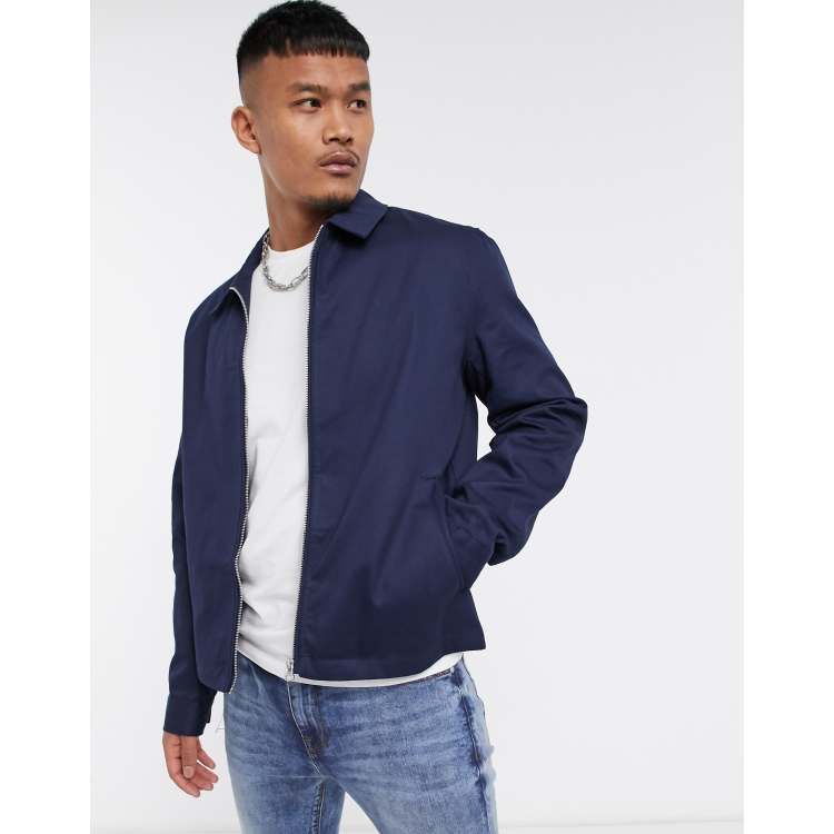 Chaqueta Harrington con cuello alzado en azul marino de ASOS DESIGN