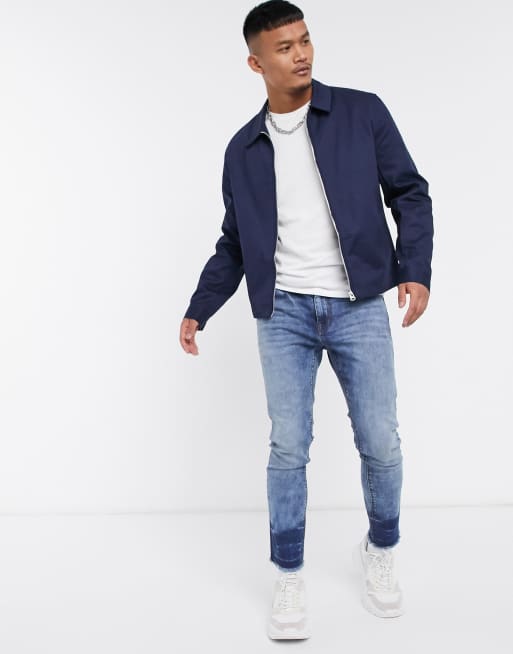 Asos design harrington outlet jacket in navy