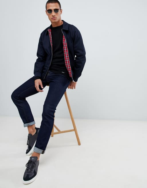 Asos design harrington hot sale jacket in navy